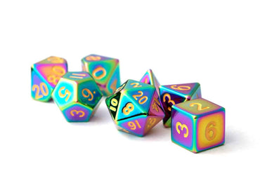 16mm Metal Poly Dice Set Torched Rainbow