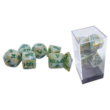 Chessex Dice (7pc) CHX22409 Marble Green/Dark Green Mega-hedral