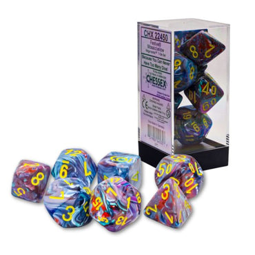 Chessex Dice (7pc) CHX22450 Festive Mosaic/yellow Mega-hedral