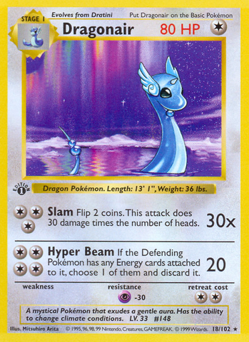 Dragonair (18/102) (Shadowless) [Base Set 1st Edition]