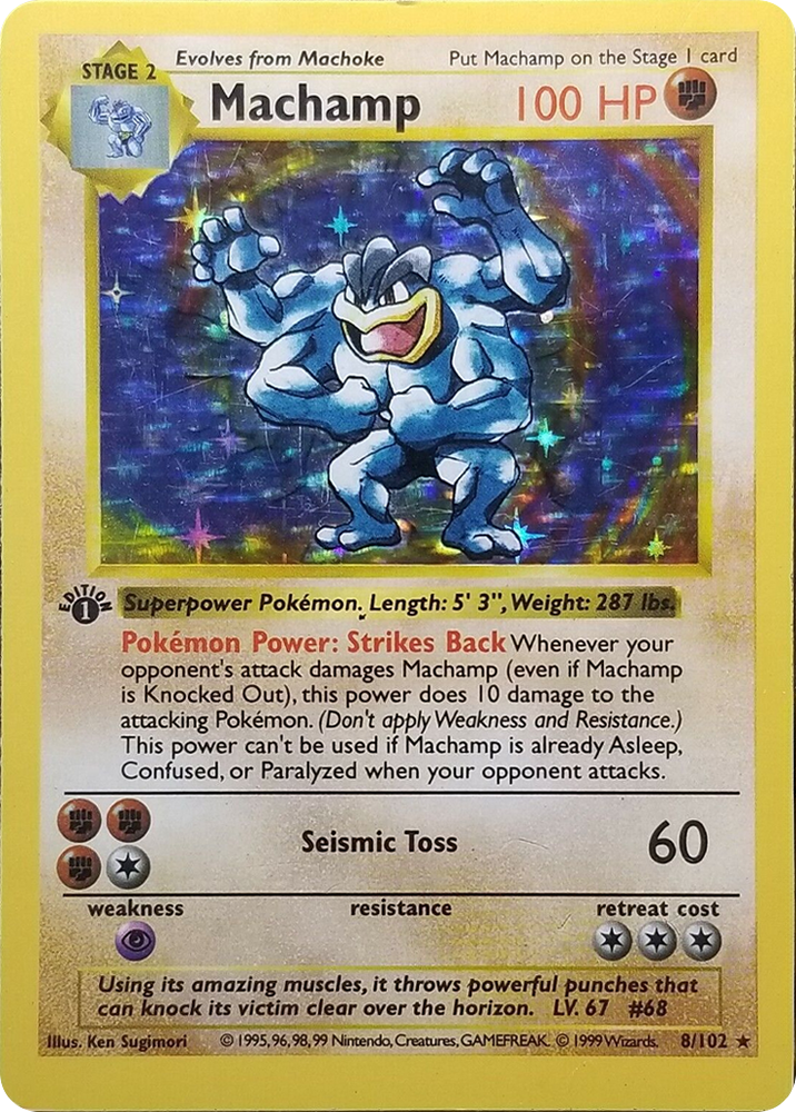 Machamp (8/102) (Shadowless) [Base Set 1st Edition]