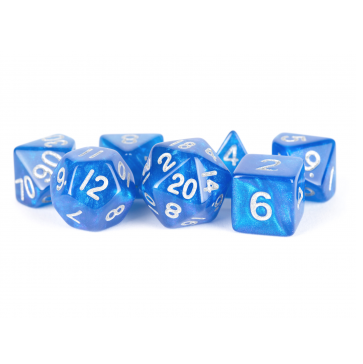 16mm Resin Poly Dice Set Stardust Blue w/silver Dice Set