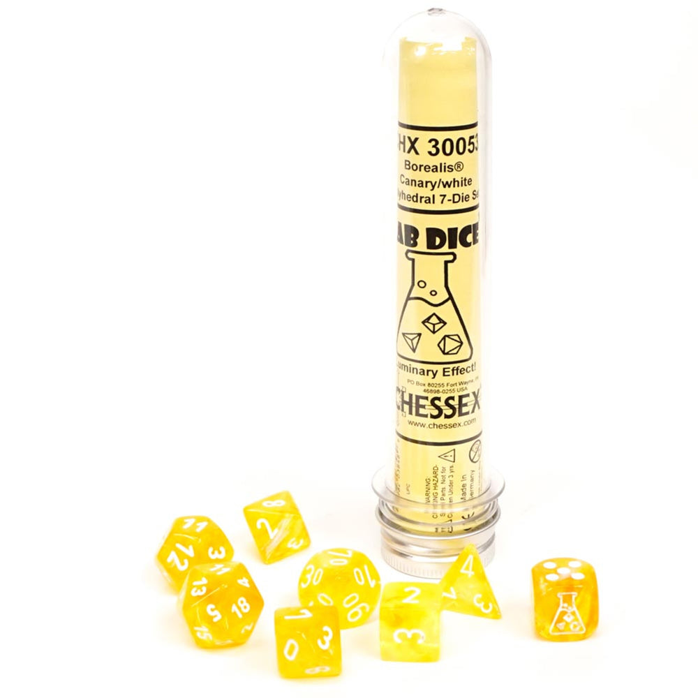 Chessex Lab Dice (8pc) CHX30053 Canary/White