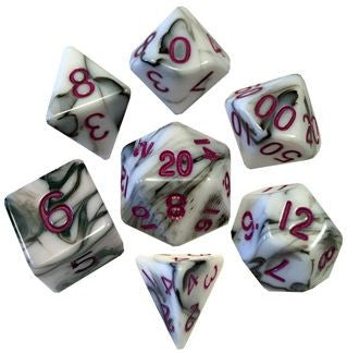 16mm Resin Poly Dice Set Marble w/purple Dice Set