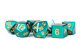 16mm Metal Poly Dice Set Turquoise