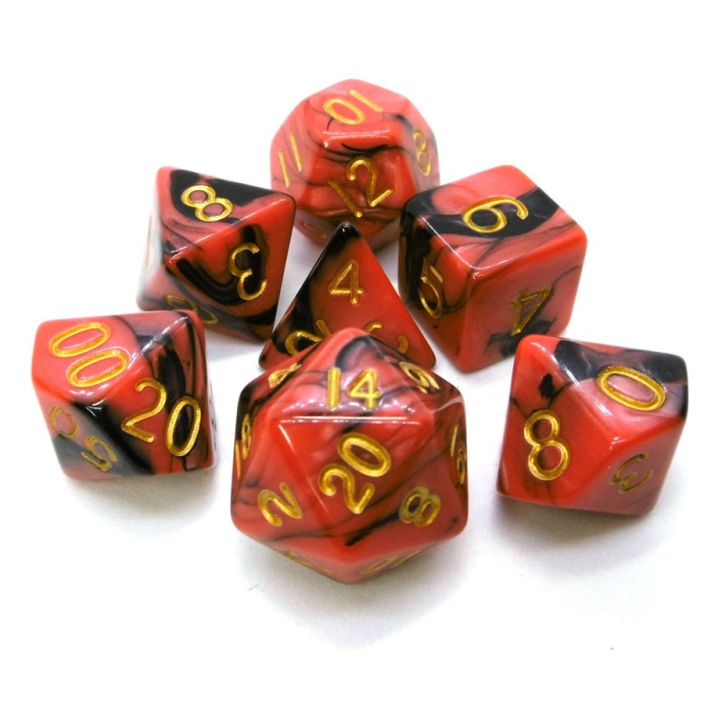 16mm Resin Poly Dice Set Red/Black Dice Set