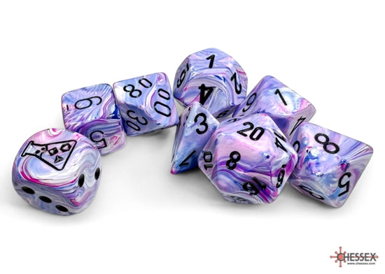 Chessex Lab Dice (8pc) CHX3065 Hydrangea/black