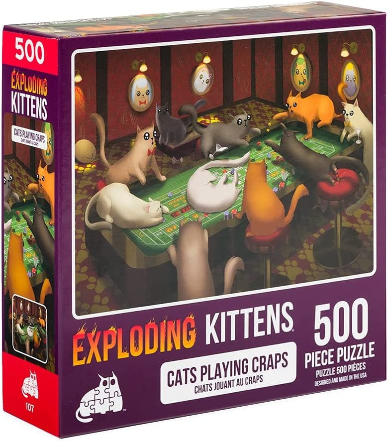 Exploding Kittens, Cats Playing Craps 500 Piece Jigsaw Puzzle