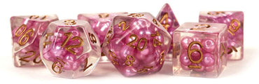 16mm Resin Poly Dice Set Pearl Pink w/copper Dice Set