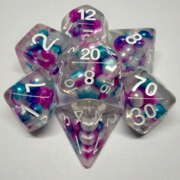 16mm Resin Poly Dice Set Pearl Gradient Purple/Teal Dice Set