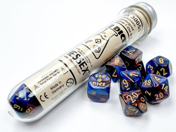 Chessex Lab Dice (8pc) CHX30055 Lustrous Azurite/Gold