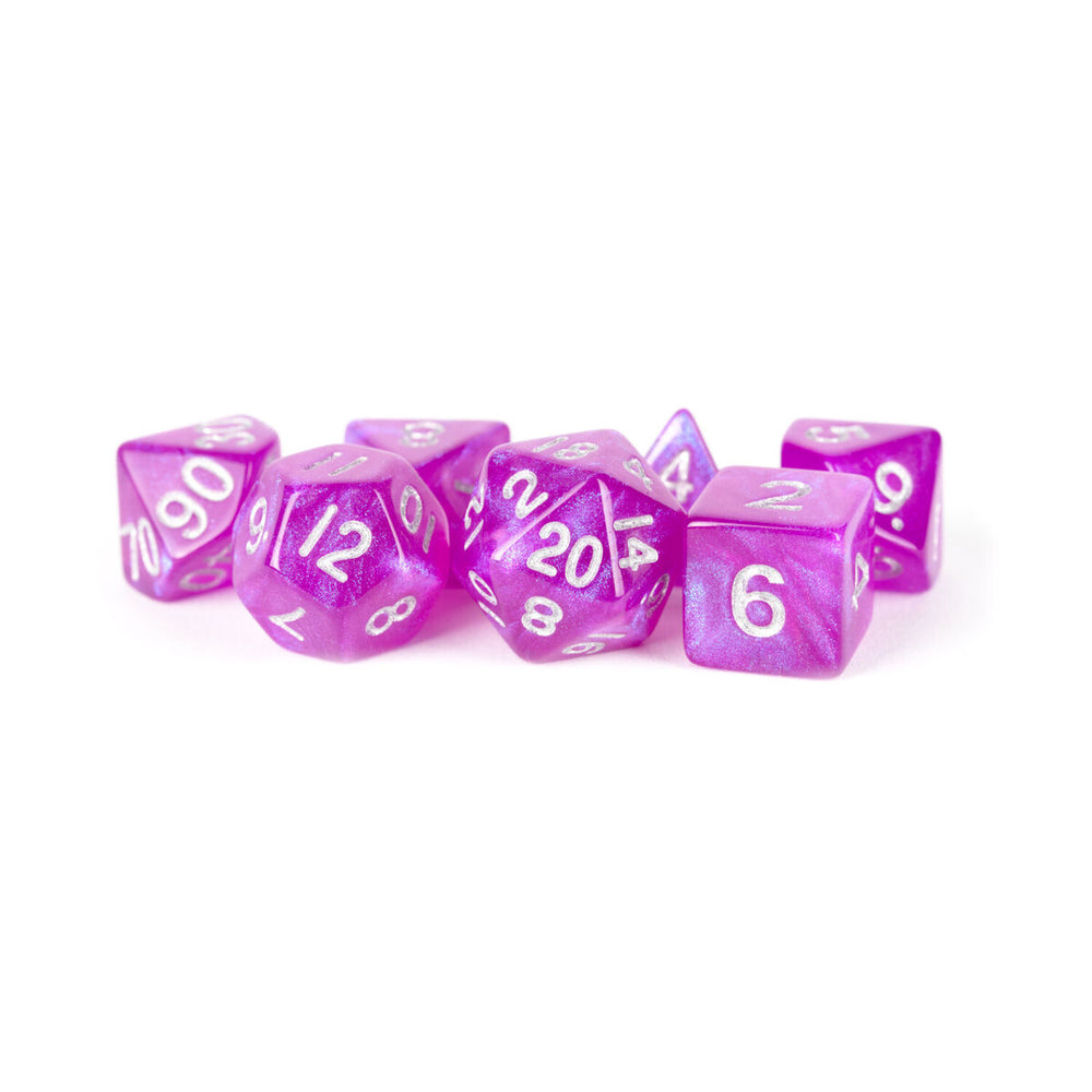 16mm Resin Poly Dice Set Stardust: Purple Dice Set