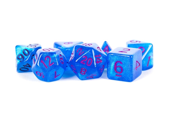 16mm Resin Poly Dice Set Stardust: Blue w/purple Dice Set