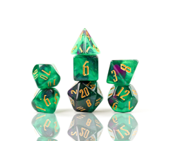 Sirius Dice Skybox Green w/ Black 7-Die Set