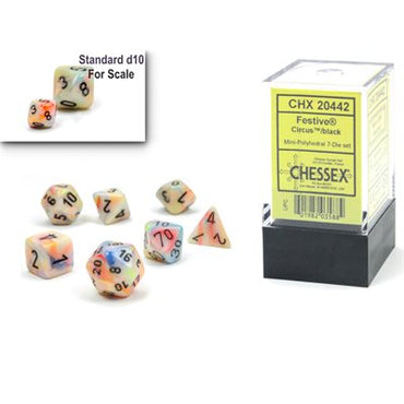 Chessex chx20442: Mini Polyhedral 7-Die Set: Festive: Circus/Black