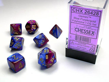 Chessex Dice (7pc) Gemini Blue-Purple/gold CHX26428