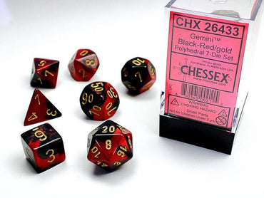 Chessex Dice (7pc) Gemini black-Red/gold CHX26433