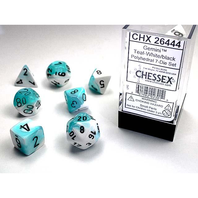 Chessex Dice (7pc) Gemini Teal-White/black CHX26444