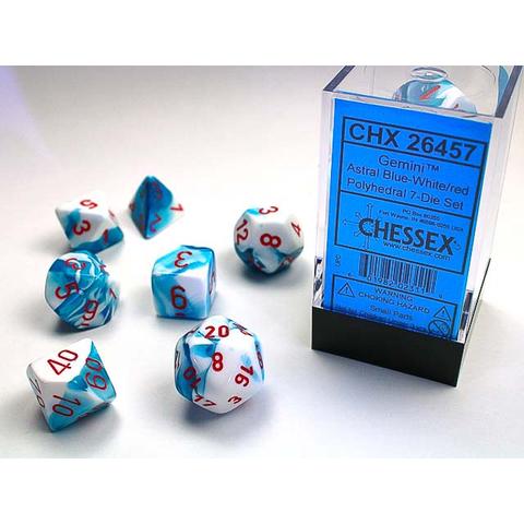 Chessex Dice (7pc) Gemini Astral Blue-White/Red CHX26457