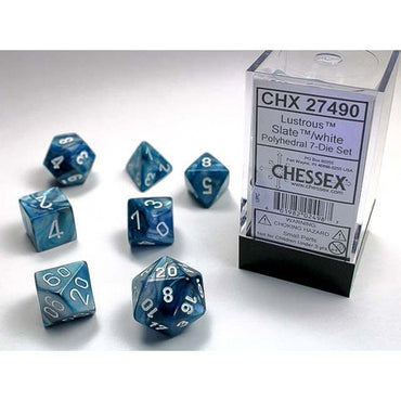 Chessex Dice (7pc) Lusrous Slate / White CHX27490