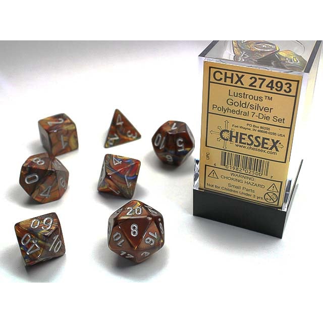 Chessex Dice (7pc) Lusrous Gold/silver chx27493