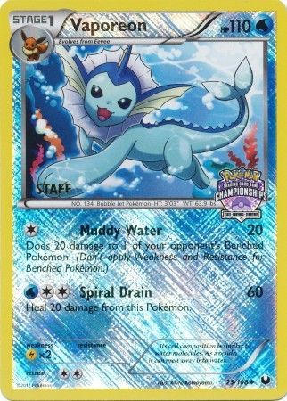 Vaporeon (25/108) (State Province Championship 2013 Promo Staff) [Black & White: Dark Explorers]