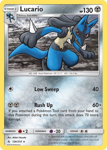 Lucario (126/214) (Theme Deck Exclusive) [Sun & Moon: Unbroken Bonds]