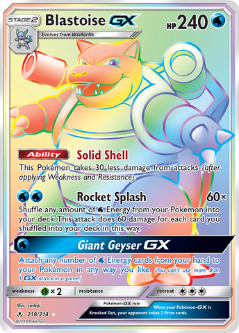 Blastoise GX (218/214) [Sun & Moon: Unbroken Bonds]