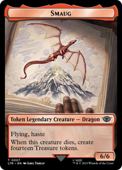 Smaug // Food (0022) Double-Sided Token (Surge Foil) [The Lord of the Rings: Tales of Middle-Earth Tokens] | Pandora's Boox