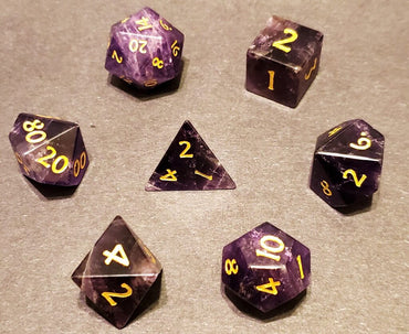 Gemstone Dice 7pc Purple Rain Amethyst