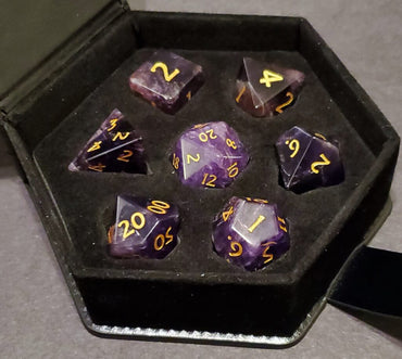 Gemstone Dice 7pc Purple Rain Amethyst