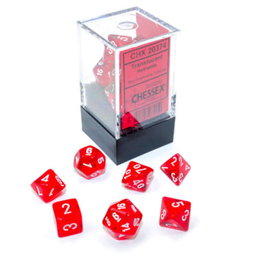 Chessex chx20374: Mini Polyhedral 7-Die Set: Translucent Red/white