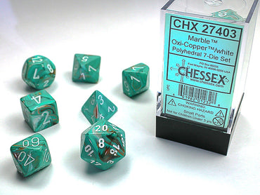 Chessex Dice (7pc) Marble Oxi-Copper CHX27403