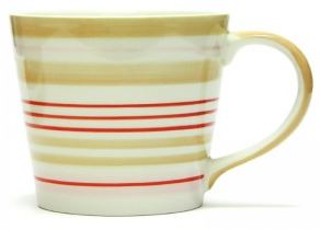 Mug stripes sand and red