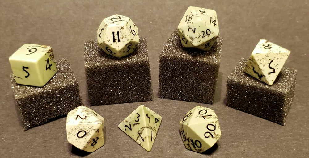 Forest Moss 7pc RPG dice - Painted Jasper