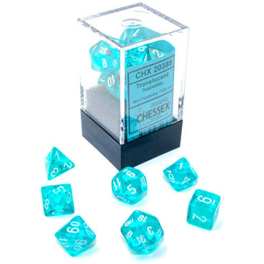 Chessex CHX20385: Mini Polyhedral 7-Die Set: Translucent Teal/White