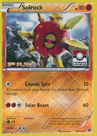 Solrock (64/146) (3rd Place League Challenge Promo) [XY: Base Set]