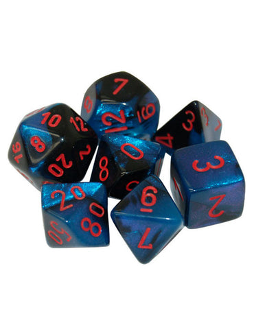 Chessex Dice (7pc) Gemini Black-starlight w/ red chx26458