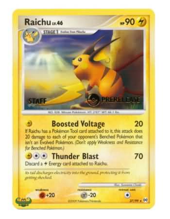 Raichu (27/99) (Staff Prerelease Promo) [Nintendo: Black Star Promos]