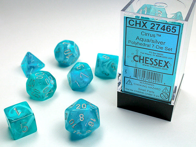 Chessex 7pc Dice Gemini Cirrus Aqua/Silver CHX27465