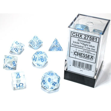 Chessex Dice (7pc) Borealis Icicle with Light blue CHX27581