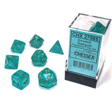 Chessex Dice (7pc) Borealis Teal with Gold Luminary CHX27585