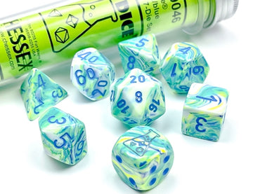 Chessex Lab Dice (8pc) Festive Garden/Blue CHX30046