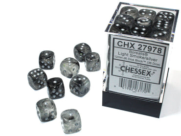 Chessex D6 Dice Borealis Light Smoke with Silver CHX27978