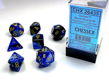 Chessex Dice (7pc) Gemini Black-Blue with Gold CHX26435