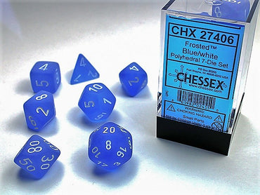 Chessex Dice (7pc) Frosted Blue with White CHX27406