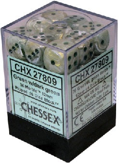 Chessex D6 Dice Marble Green with Dark Green CHX27809