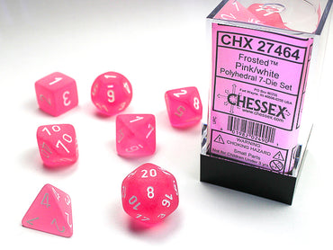 Chessex Dice (7pc) Frosted Pink with White CHX27464