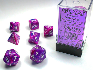 Chessex Dice (7pc) Festive Violet with White CHX27457